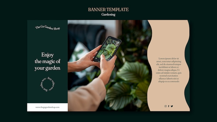 Kostenlose PSD horizontale bannervorlage für den anbau von zimmerpflanzen