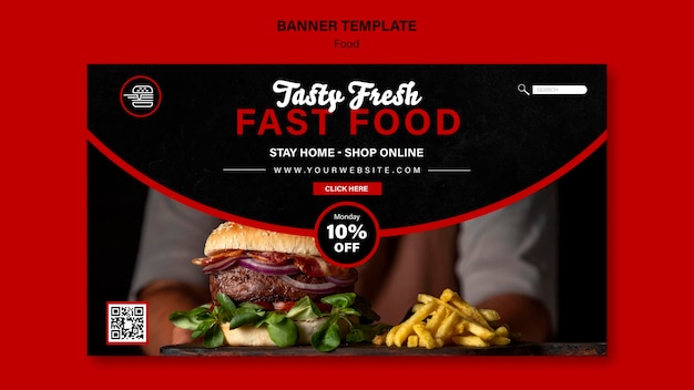 Horizontale Bannervorlage für Fastfood