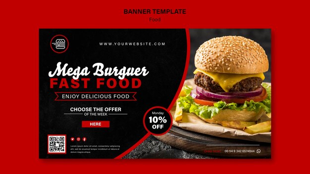 Horizontale Bannervorlage für Fastfood