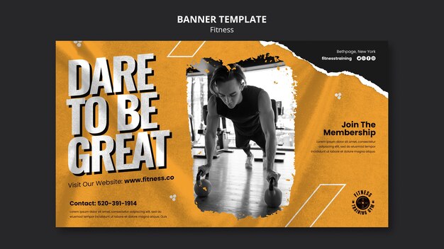 Horizontale Bannervorlage für Fitnessstudio und Fitness