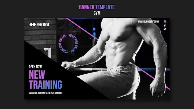 Horizontale Bannervorlage für Fitnessstudios