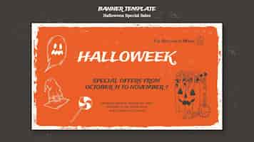 Kostenlose PSD horizontale bannervorlage für halloween-woche