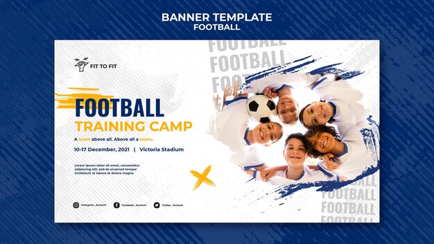 Horizontale Bannervorlage für Kinderfußballtraining