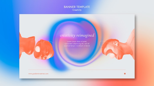 Kostenlose PSD horizontale bannervorlage für kreativität mit subtilem farbverlauf