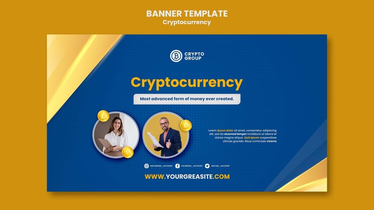 Kostenlose PSD horizontale bannervorlage für kryptowährungen