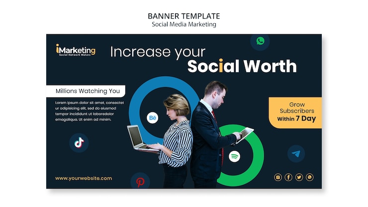 Kostenlose PSD horizontale bannervorlage für social media marketing