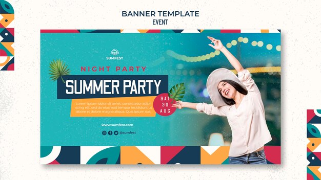Horizontale Bannervorlage für Sommerparty