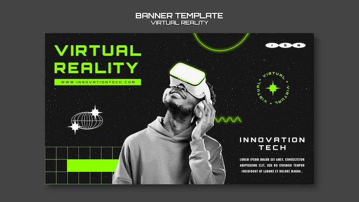 Kostenlose PSD horizontale bannervorlage für virtuelle realität