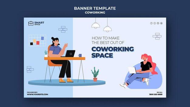 Horizontales Banner des Coworking Space
