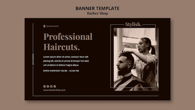 Kostenlose PSD horizontales banner des friseursalons