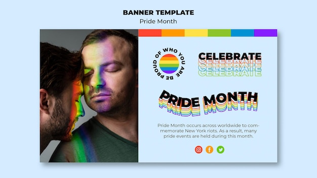 Kostenlose PSD horizontales banner des pride-monats