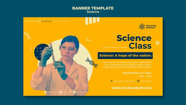 Kostenlose PSD horizontales banner für den naturwissenschaftlichen unterricht