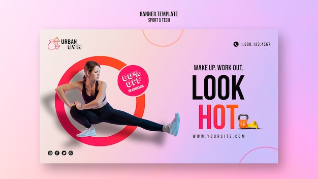 Horizontales banner für fitness und bewegung