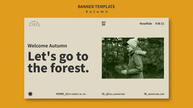 Horizontales Banner für Herbstabenteuer im Wald