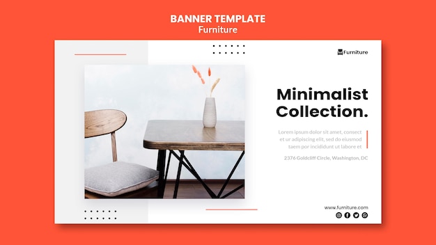 Kostenlose PSD horizontales banner für minimalistische möbeldesigns