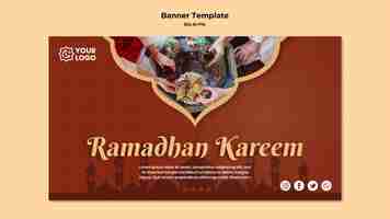 Kostenlose PSD horizontales banner für ramadhan kareem
