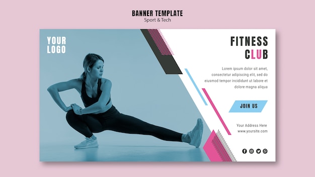 Horizontales Banner für Sport und Fitness