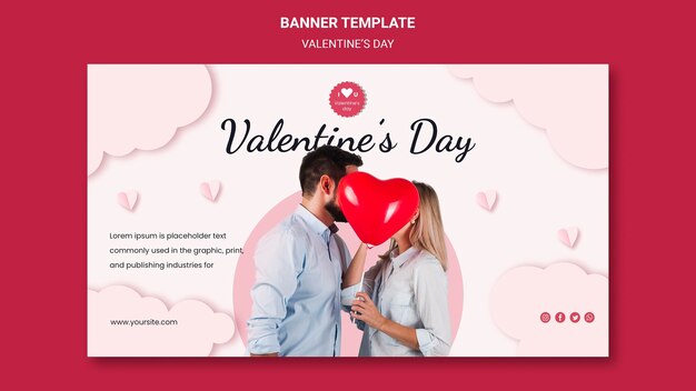 Horizontales Banner für Valentinstag mit verliebtem Paar