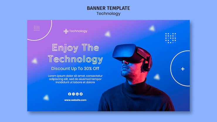 Kostenlose PSD horizontales banner für virtuelle realität