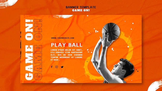 Kostenlose PSD horizontales banner zum basketballspielen