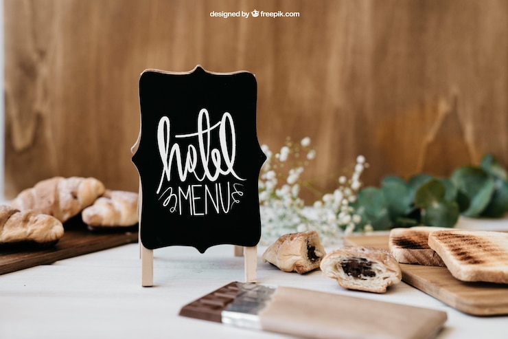 Kostenlose PSD hotel frühstück mockup