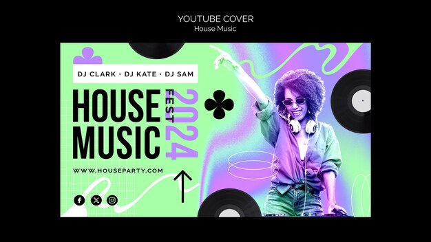 House-musik-party youtube-cover-vorlage