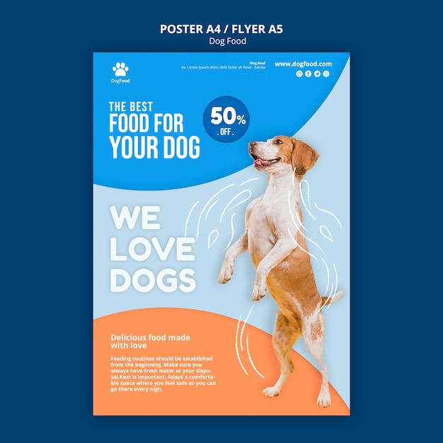 Kostenlose PSD hundefutter poster vorlage