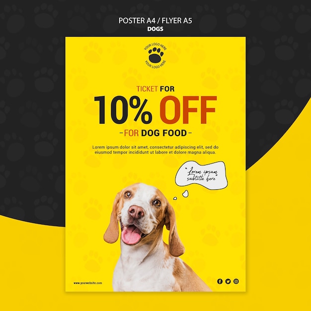 Kostenlose PSD hundefutter rabatt poster design