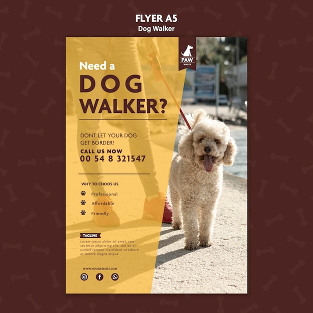 Kostenlose PSD hundewanderer flyer