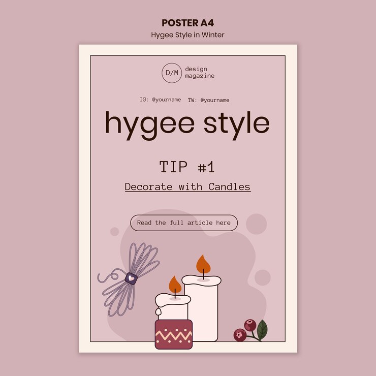 Kostenlose PSD hygge-artdekorationsplakatschablone