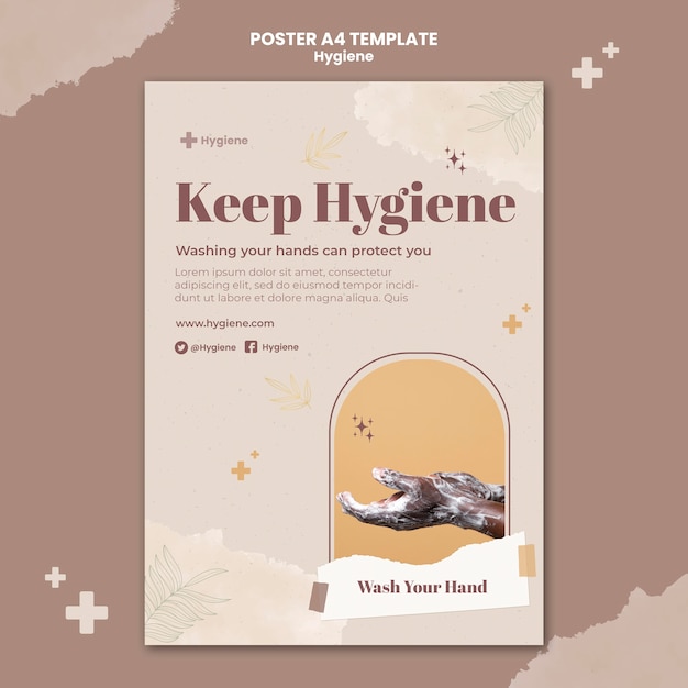 Kostenlose PSD hygieneplakatschablone im flachen design