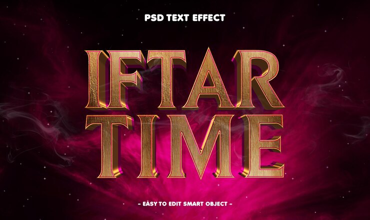 Kostenlose PSD iftar-zeit bearbeitbare islamische texteffekt