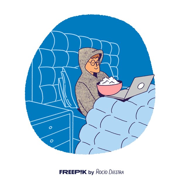 Illustration einer täglichen Szene mit einer Person, die eine Aktivität ausübt