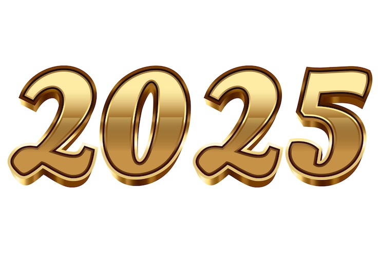 Kostenlose PSD illustration für das goldene neujahr 2025
