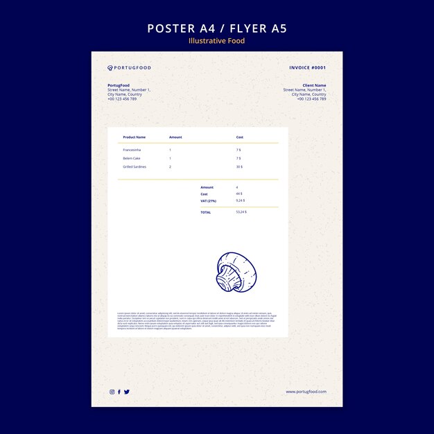 Illustrative Designvorlage für Lebensmittelplakate oder Flyer