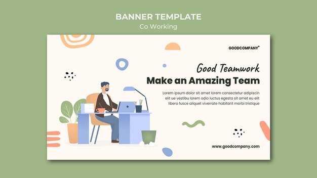 Illustrierte Co-Working-Banner-Vorlage