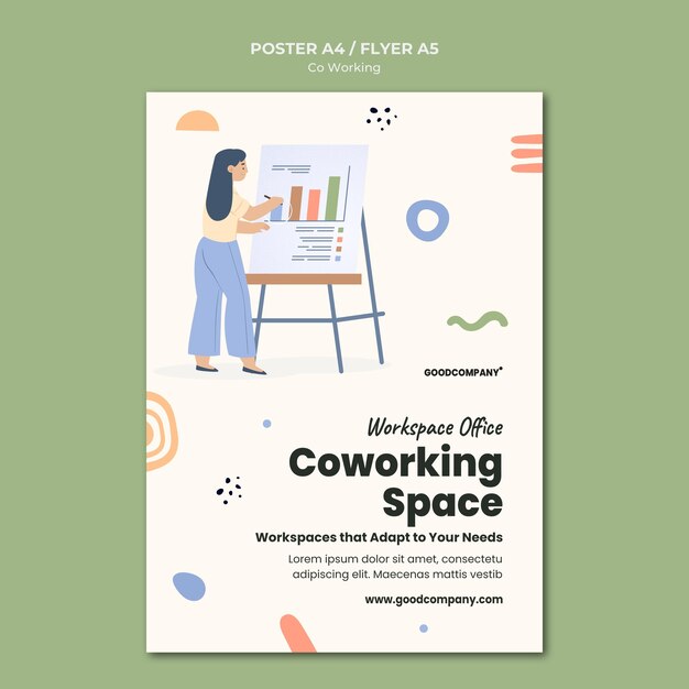 Illustrierte Coworking-Druckvorlage
