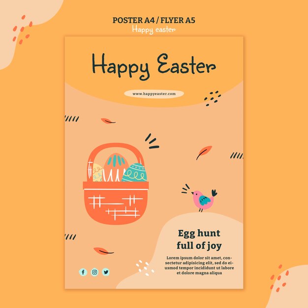 Illustrierte Flyer-Schablone des glücklichen Ostertages