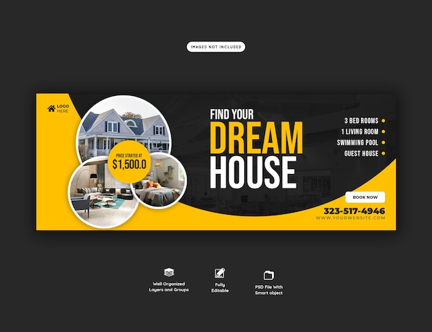 Kostenlose PSD immobilien haus immobilien facebook cover banner vorlage