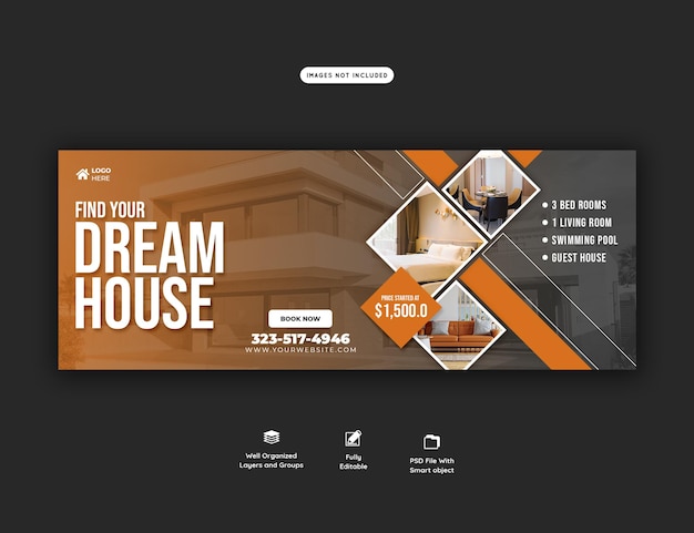 Kostenlose PSD immobilien haus immobilien facebook cover banner vorlage