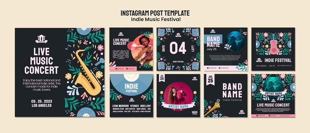 Kostenlose PSD indie-musik-event-instagram-posts