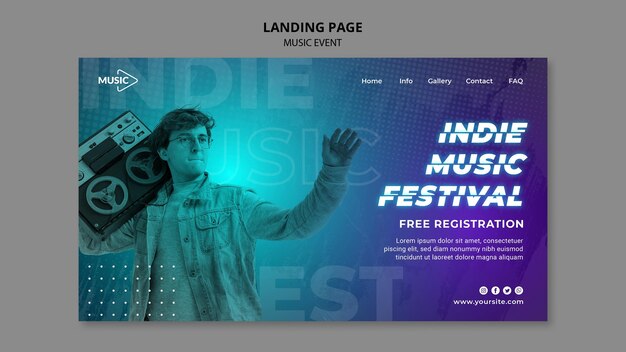 Indie Musikfestival Landingpage Vorlage