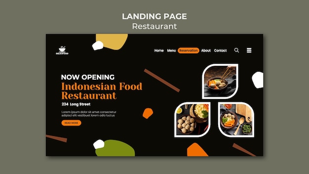 Kostenlose PSD indonesische food landing page