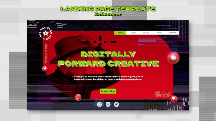 Kostenlose PSD influencer-landingpage-vorlage mit foto