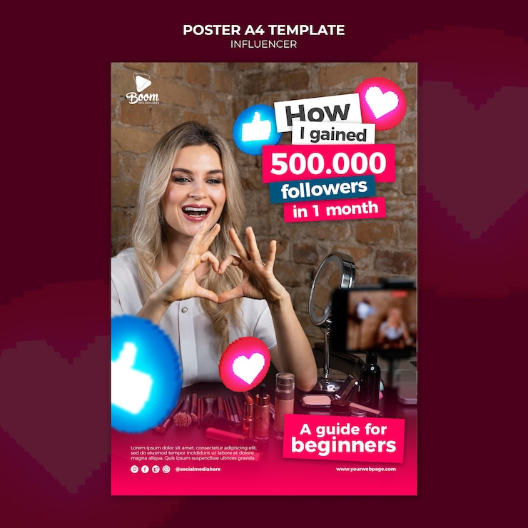 Kostenlose PSD influencer poster vorlage mit foto