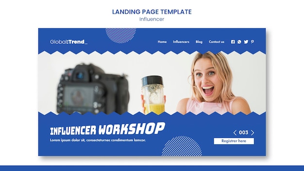 Kostenlose PSD influencer workshop landing page