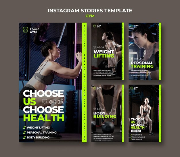 Insta-Geschichten-Designvorlage für Fitnessstudios