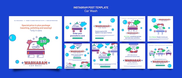 Kostenlose PSD instagram-beiträge zum autowaschdienst