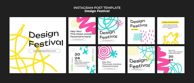 Kostenlose PSD instagram-beiträge zum designfestival