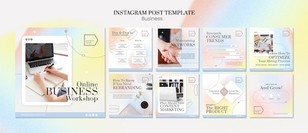 Kostenlose PSD instagram-beiträge zum geschäftsplan mit farbverlauf